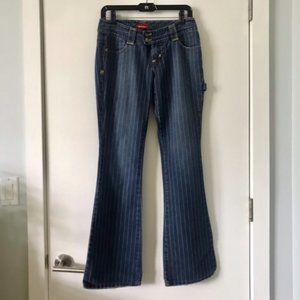 Pinstripe flared jeans